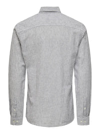 Caiden Stripe Linskjorte - Dark Navy Stripe Only & Sons