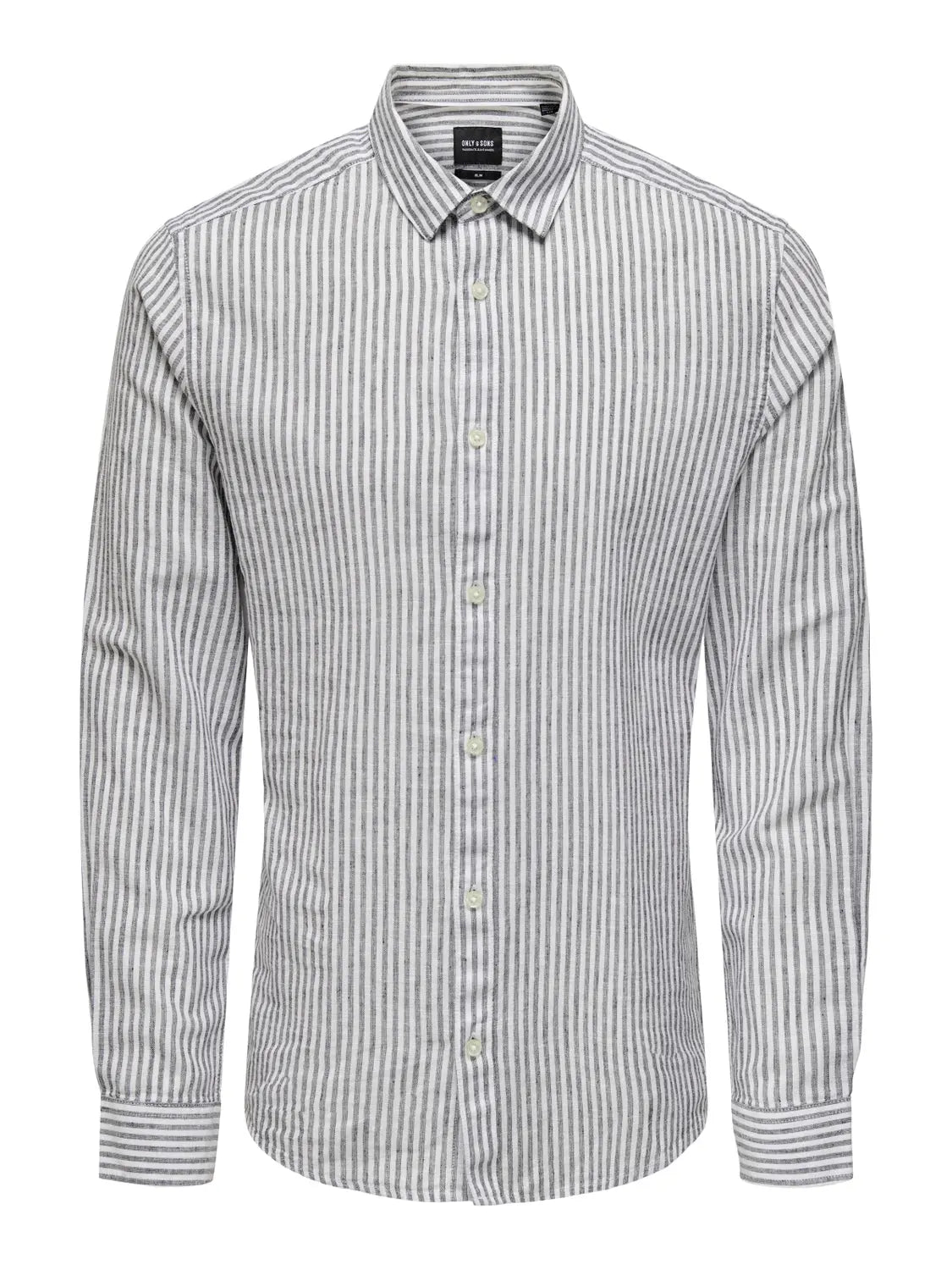 Caiden Stripe Linskjorte - Dark Navy Stripe Only & Sons