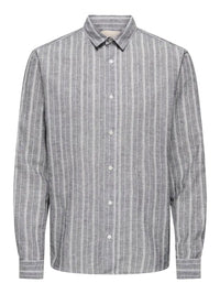 Caiden Stripe Linskjorte - Dark Sapphire Stripe Only & Sons