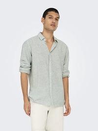 Caiden Stripe Linskjorte - Sea Spray Only & Sons
