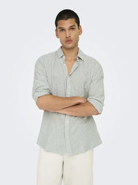 Caiden Stripe Linskjorte - Sea Spray Only & Sons
