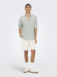 Caiden Stripe Linskjorte - Sea Spray Only & Sons
