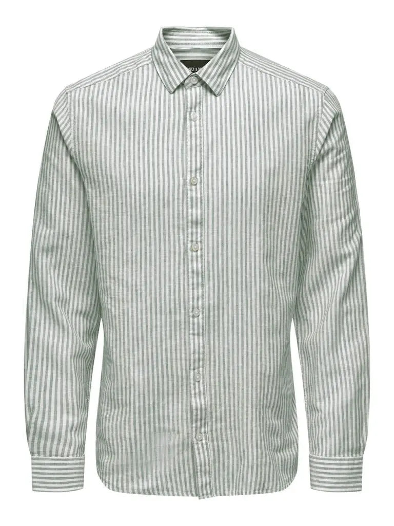 Caiden Stripe Linskjorte - Sea Spray Only & Sons