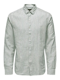 Caiden Stripe Linskjorte - Sea Spray Only & Sons