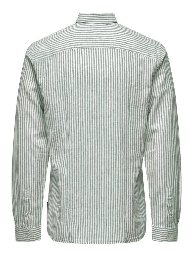 Caiden Stripe Linskjorte - Sea Spray Only & Sons