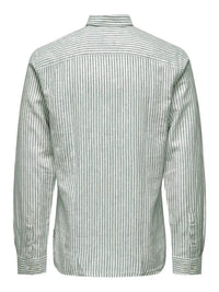 Caiden Stripe Linskjorte - Sea Spray Only & Sons
