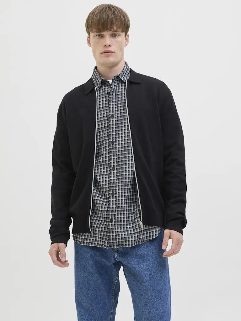 Callum Cardigan Full Zip - Black JJ Rebel