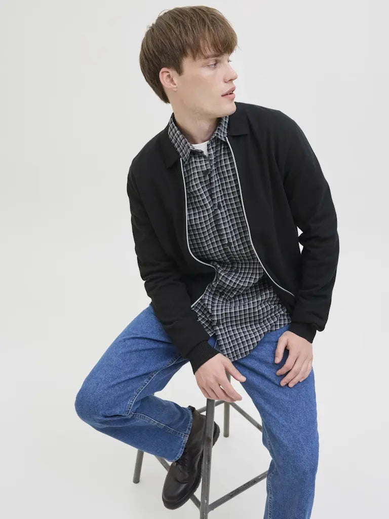 Callum Cardigan Full Zip - Black JJ Rebel