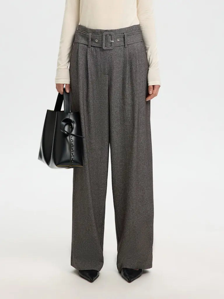 Camilla Wide Pants - Black Detail/Structure Selected Femme