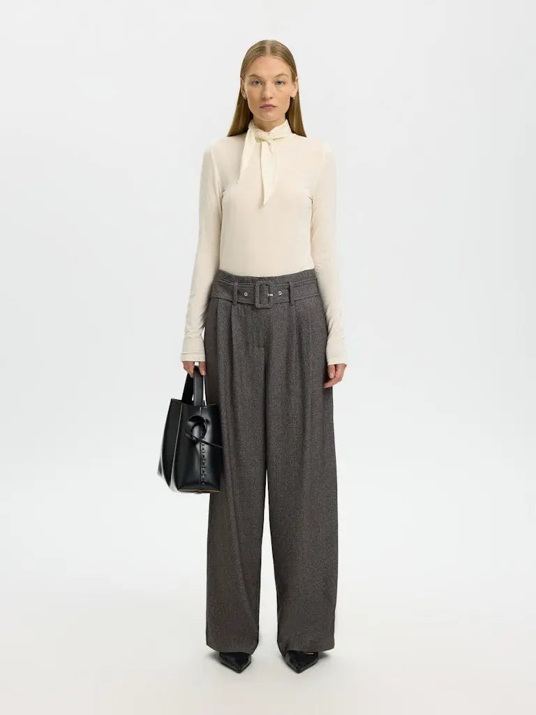 Camilla Wide Pants - Black Detail/Structure Selected Femme