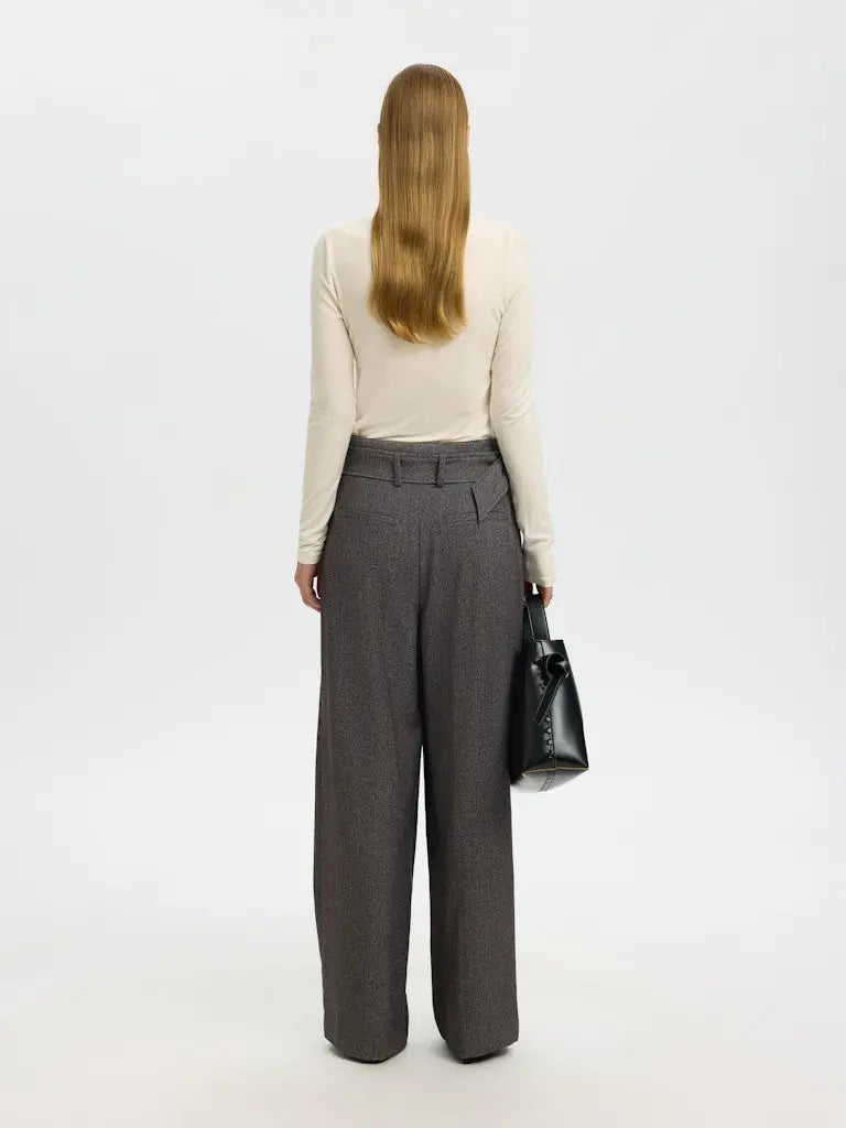 Camilla Wide Pants - Black Detail/Structure Selected Femme