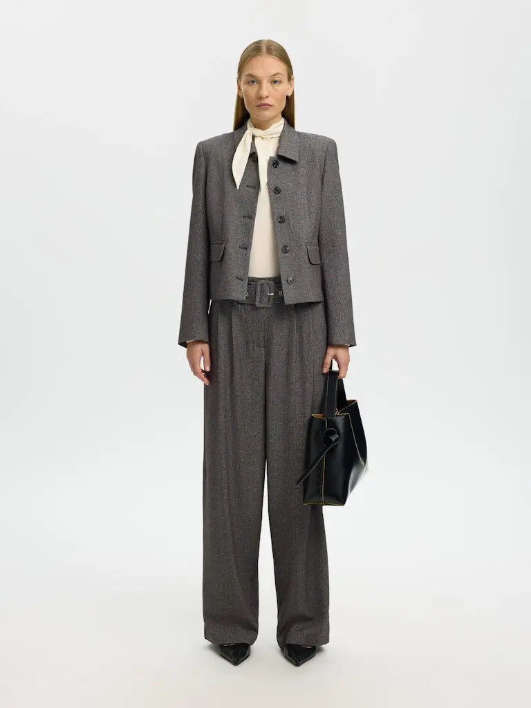 Camilla Wide Pants - Black Detail/Structure Selected Femme