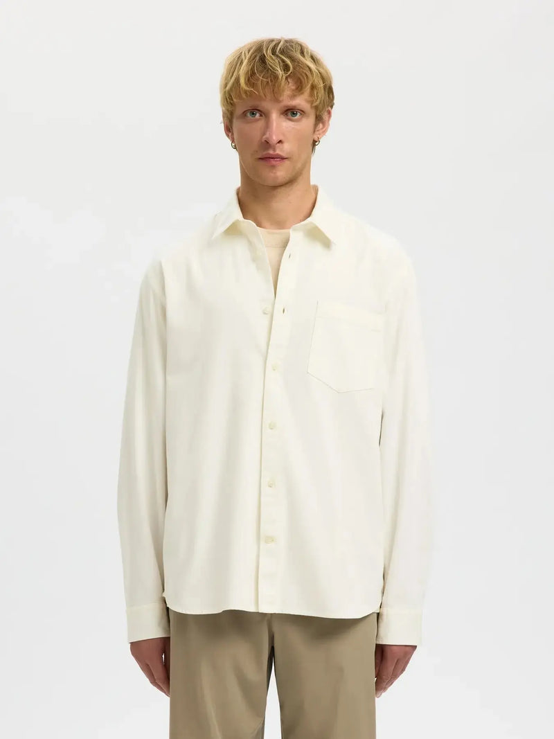 Carlo Regular Denim Skjorte - Ecru Selected Homme