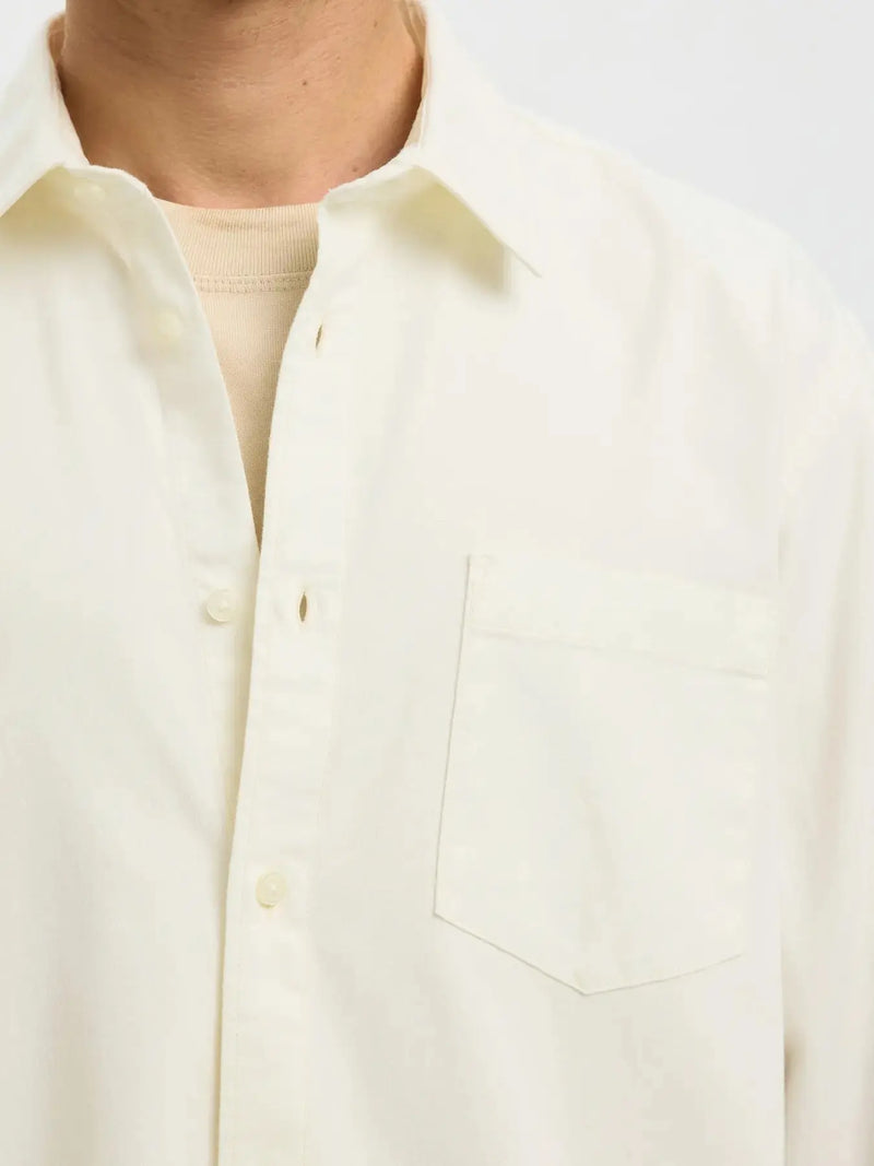 Carlo Regular Denim Skjorte - Ecru Selected Homme