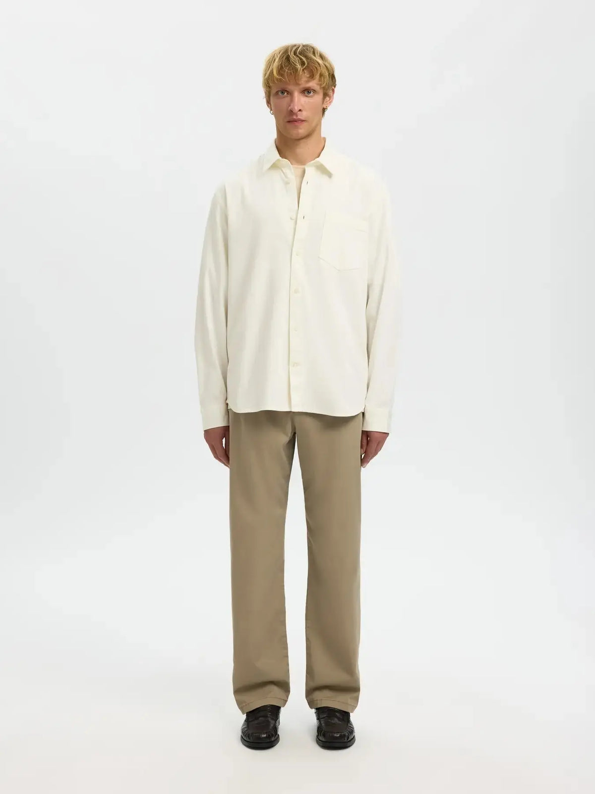 Carlo Regular Denim Skjorte - Ecru Selected Homme