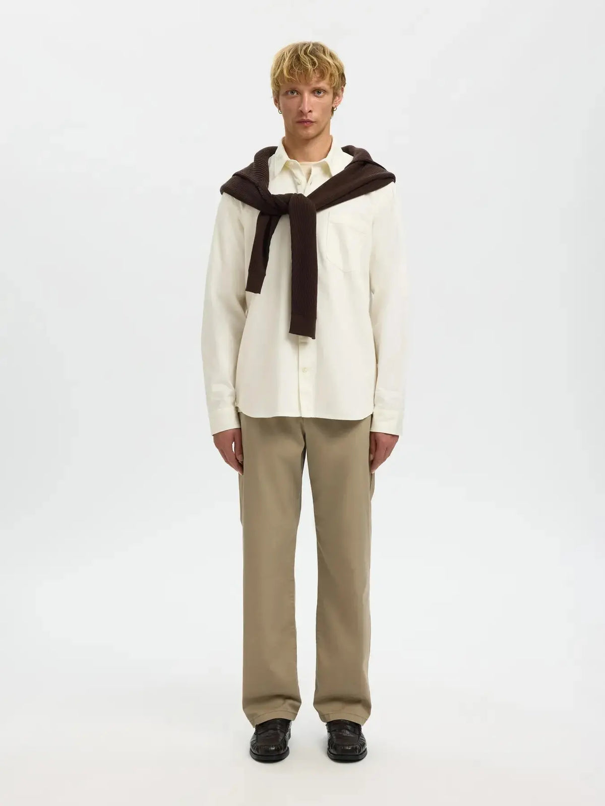 Carlo Regular Denim Skjorte - Ecru Selected Homme