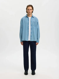 Carlo Regular Denim Skjorte - Light Blue Denim Selected Homme