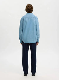 Carlo Regular Denim Skjorte - Light Blue Denim Selected Homme