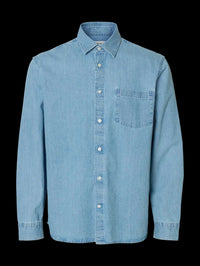 Carlo Regular Denim Skjorte - Light Blue Denim Selected Homme