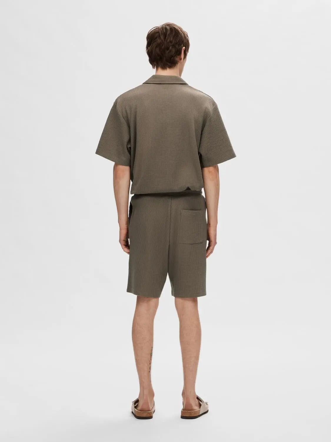 Casper Waffle Loose Shorts - Morel Selected Homme