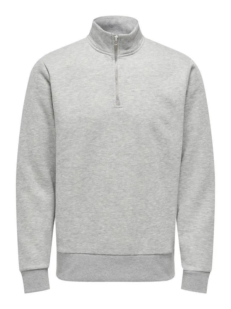 Ceres Genser Half Zip - Light Grey Melange Only & Sons