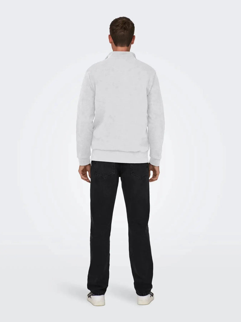 Ceres Genser Half Zip - Super Light Grey Melange Only & Sons