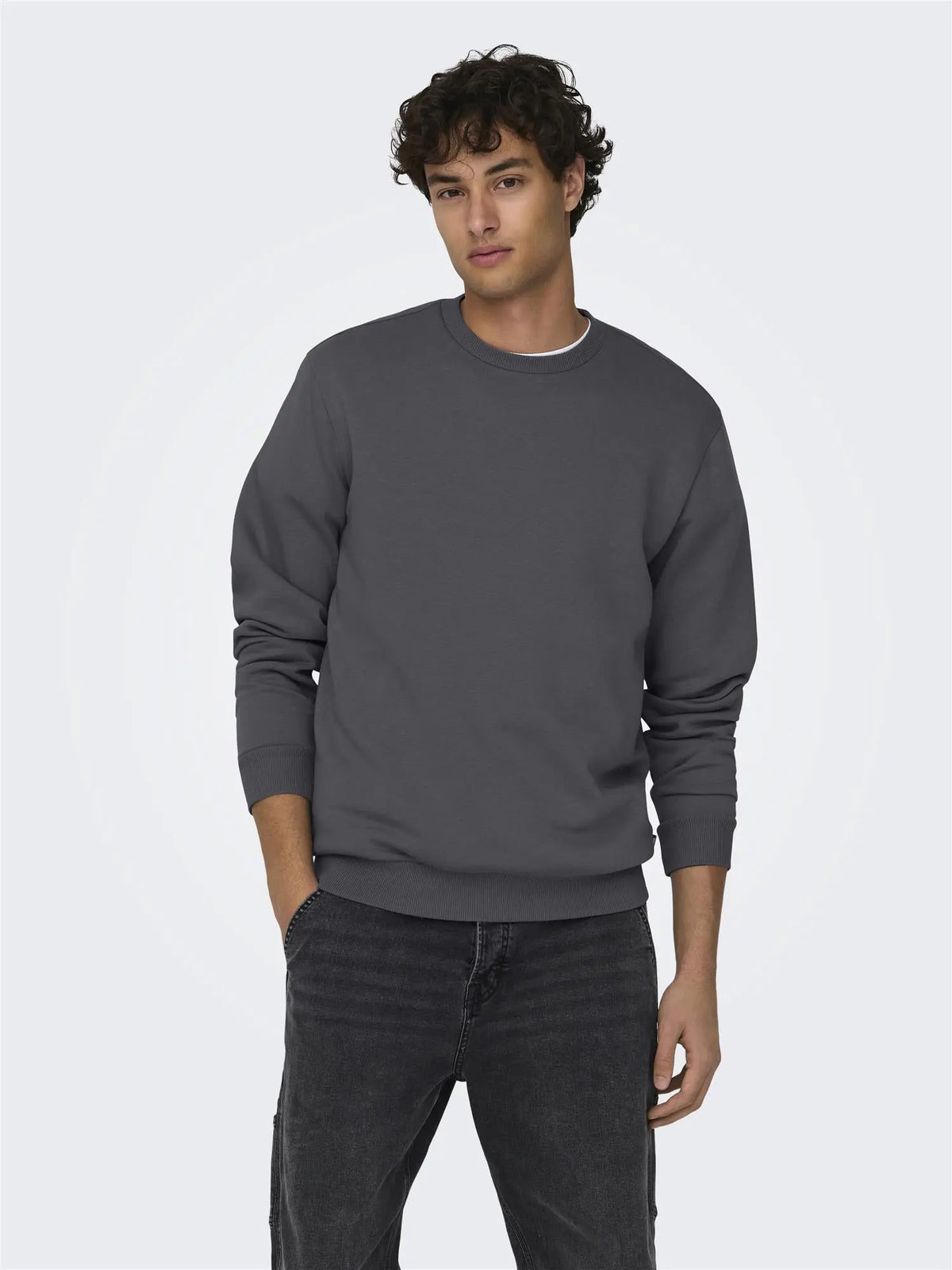 Ceres Genser Rund Hals - Grey Pinstripe Only & Sons
