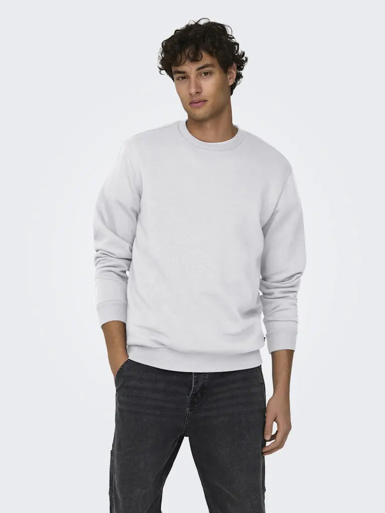 Ceres Genser Rund Hals - Super Light Grey Melange Only & Sons