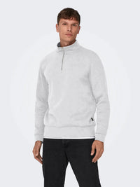 Ceres Half Zip Genser - Super Light Grey Melange Only & Sons