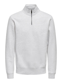 Ceres Half Zip Genser - Super Light Grey Melange Only & Sons