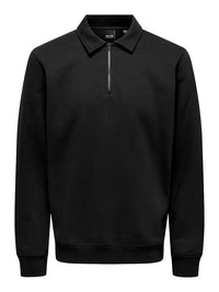 Ceres Half Zip Polo - Black Only & Sons