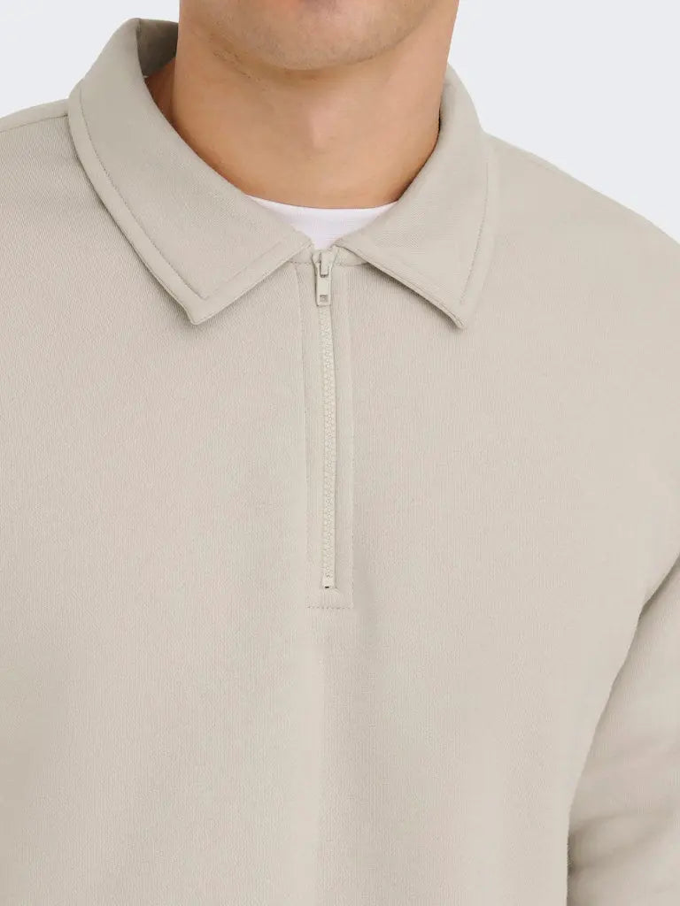 Ceres Half Zip Polo - Silver Lining Only & Sons