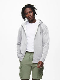 Ceres Hettegenser m/Zip - Super Light Grey Melange Only & Sons