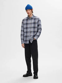 Owen Regular Flanellskjorte - Sky Captain/Checks Selected Homme