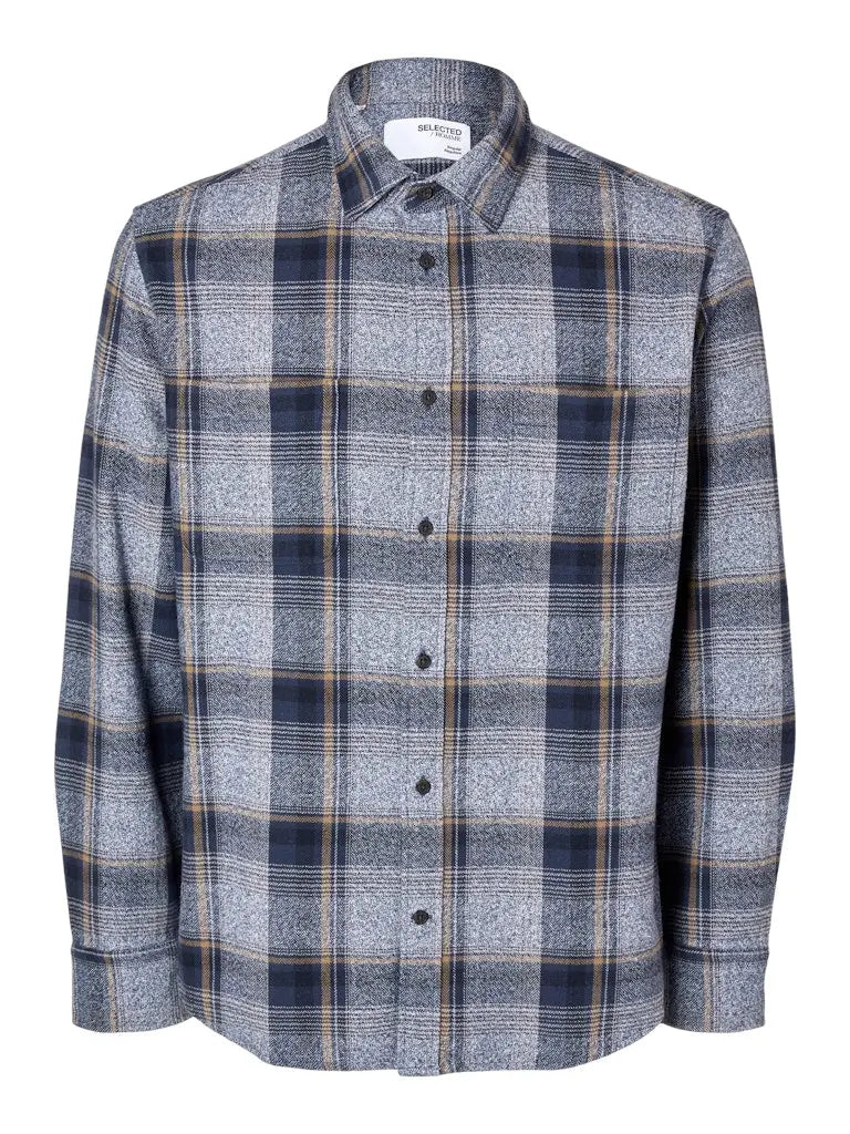 Owen Regular Flanellskjorte - Sky Captain/Checks Selected Homme