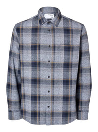 Owen Regular Flanellskjorte - Sky Captain/Checks Selected Homme