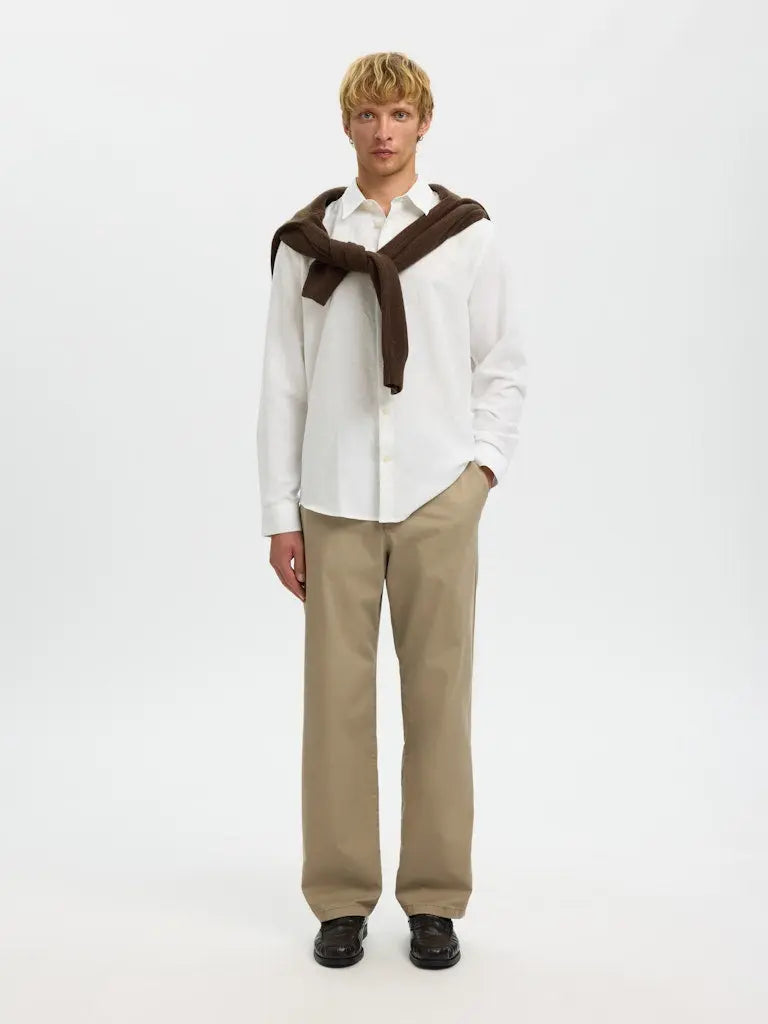 Claus Clay Regular Linskjorte - Bright White Selected Homme
