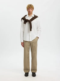 Claus Clay Regular Linskjorte - Bright White Selected Homme