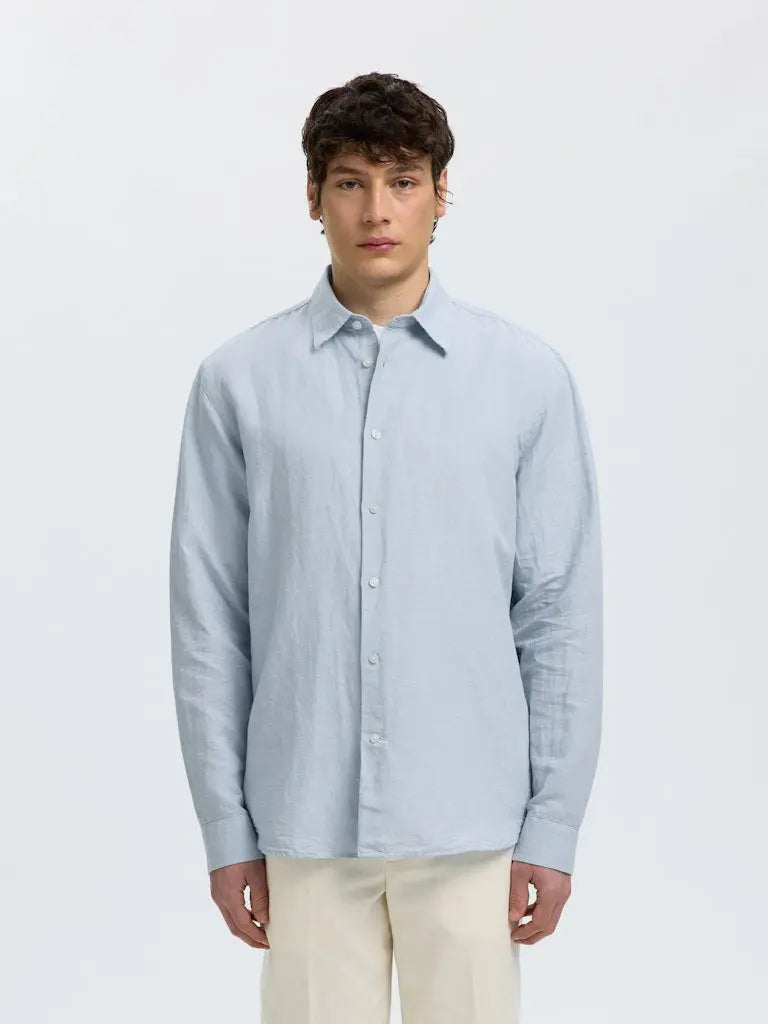 Claus Clay Regular Linskjorte - Dusty Blue Selected Homme