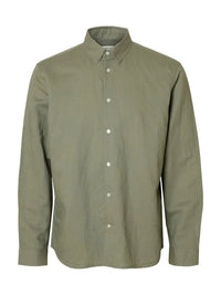 Claus Clay Regular Linskjorte - Vetiver Selected Homme