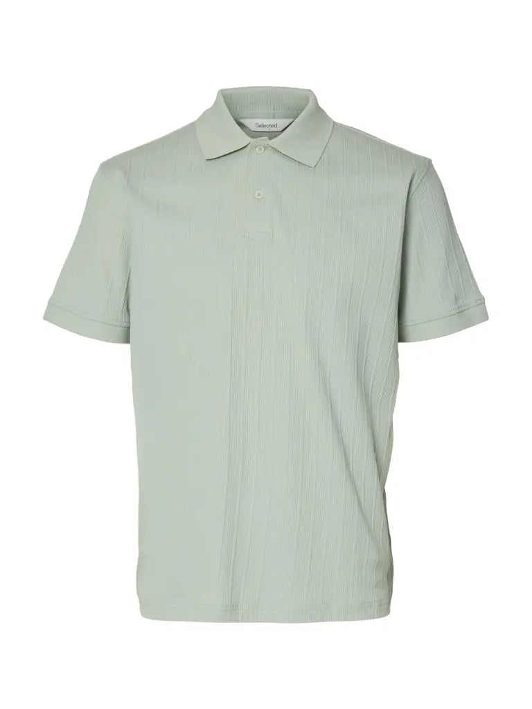 Cole Rib Polo - Aqua Gray Selected Homme