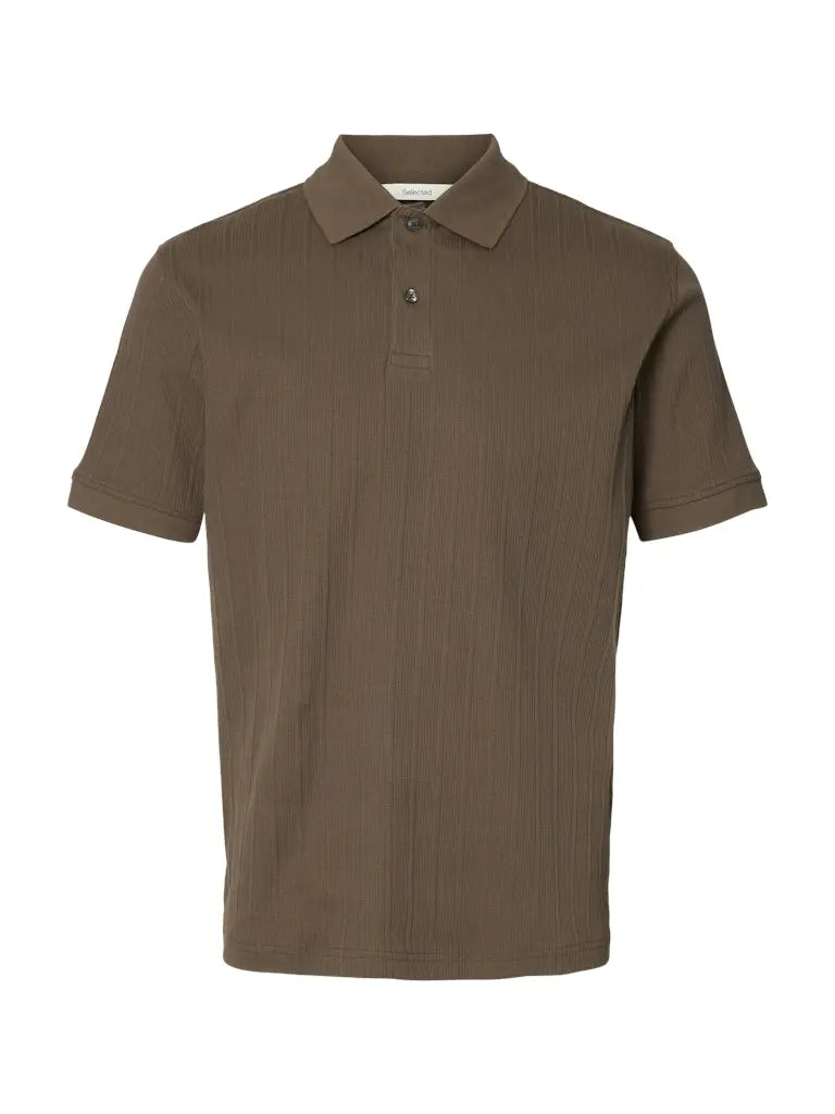 Cole Rib Polo - Chocolate Chip Selected Homme