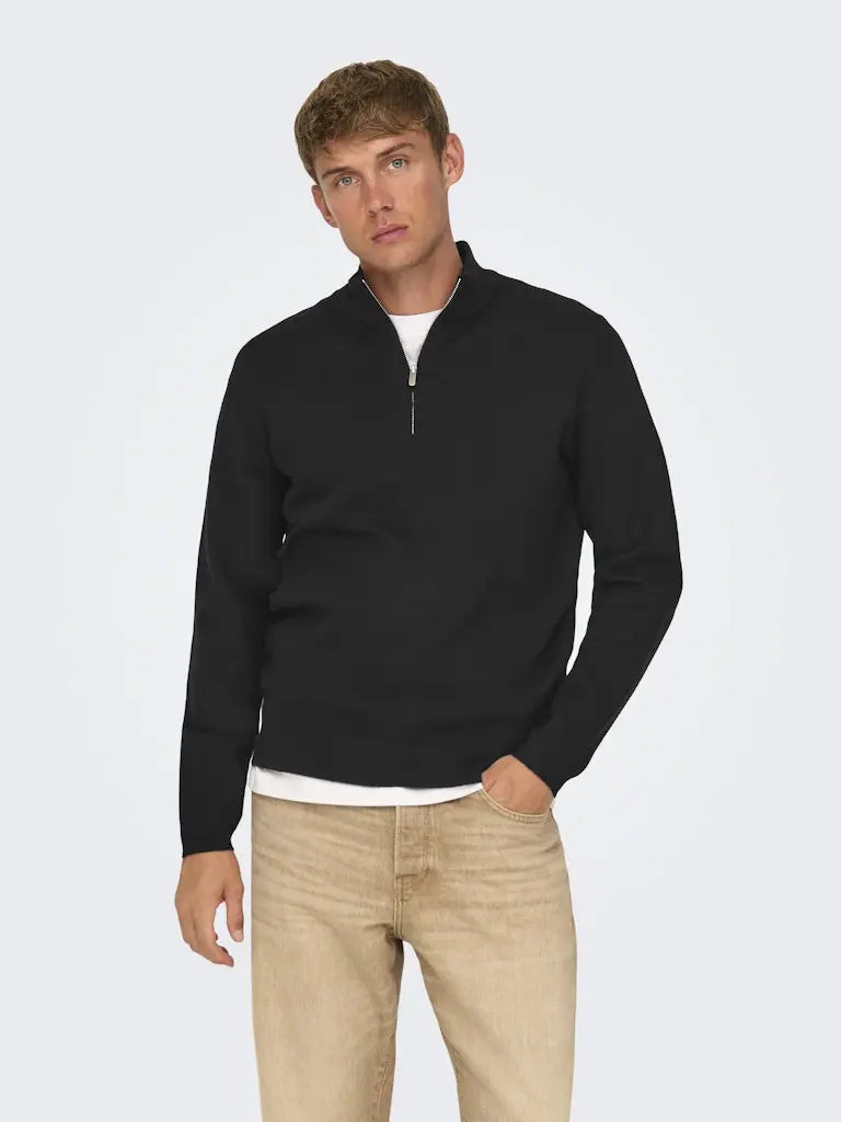 Cooper Half Zip Genser - Black Only & Sons