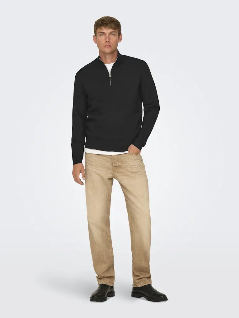 Cooper Half Zip Genser - Black Only & Sons