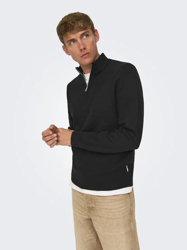 Cooper Half Zip Genser - Black Only & Sons