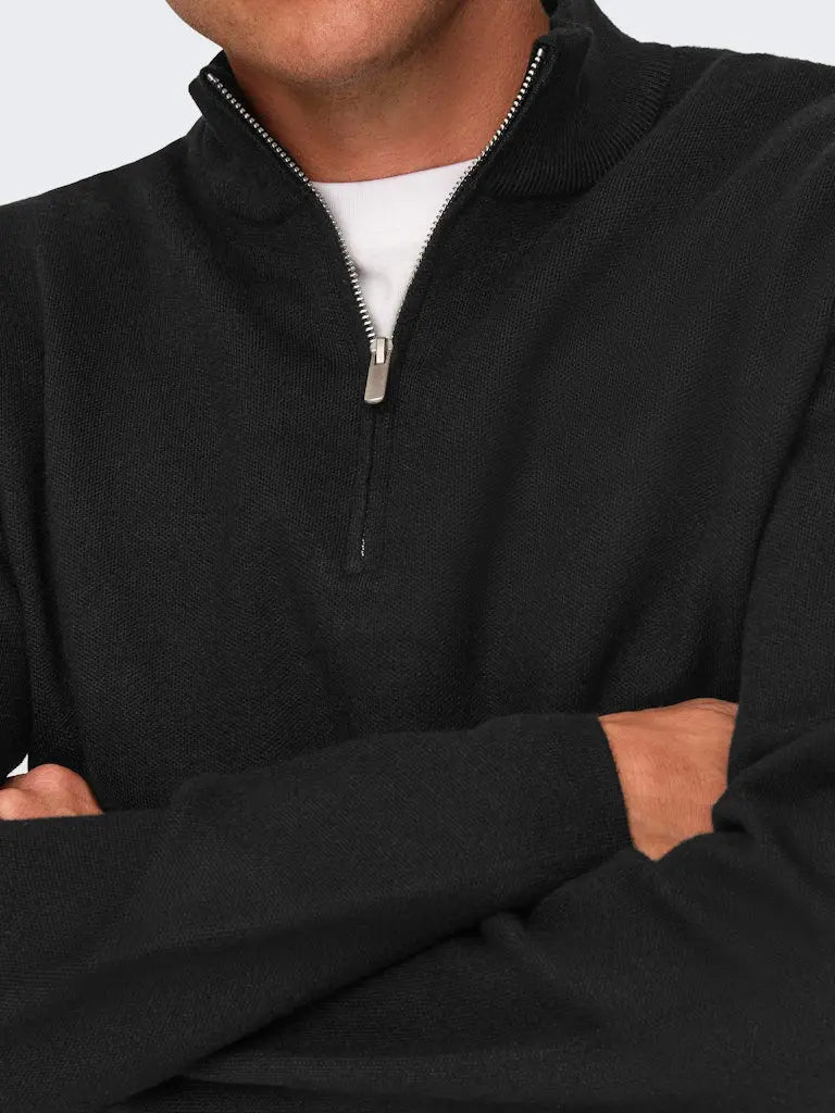 Cooper Half Zip Genser - Black Only & Sons