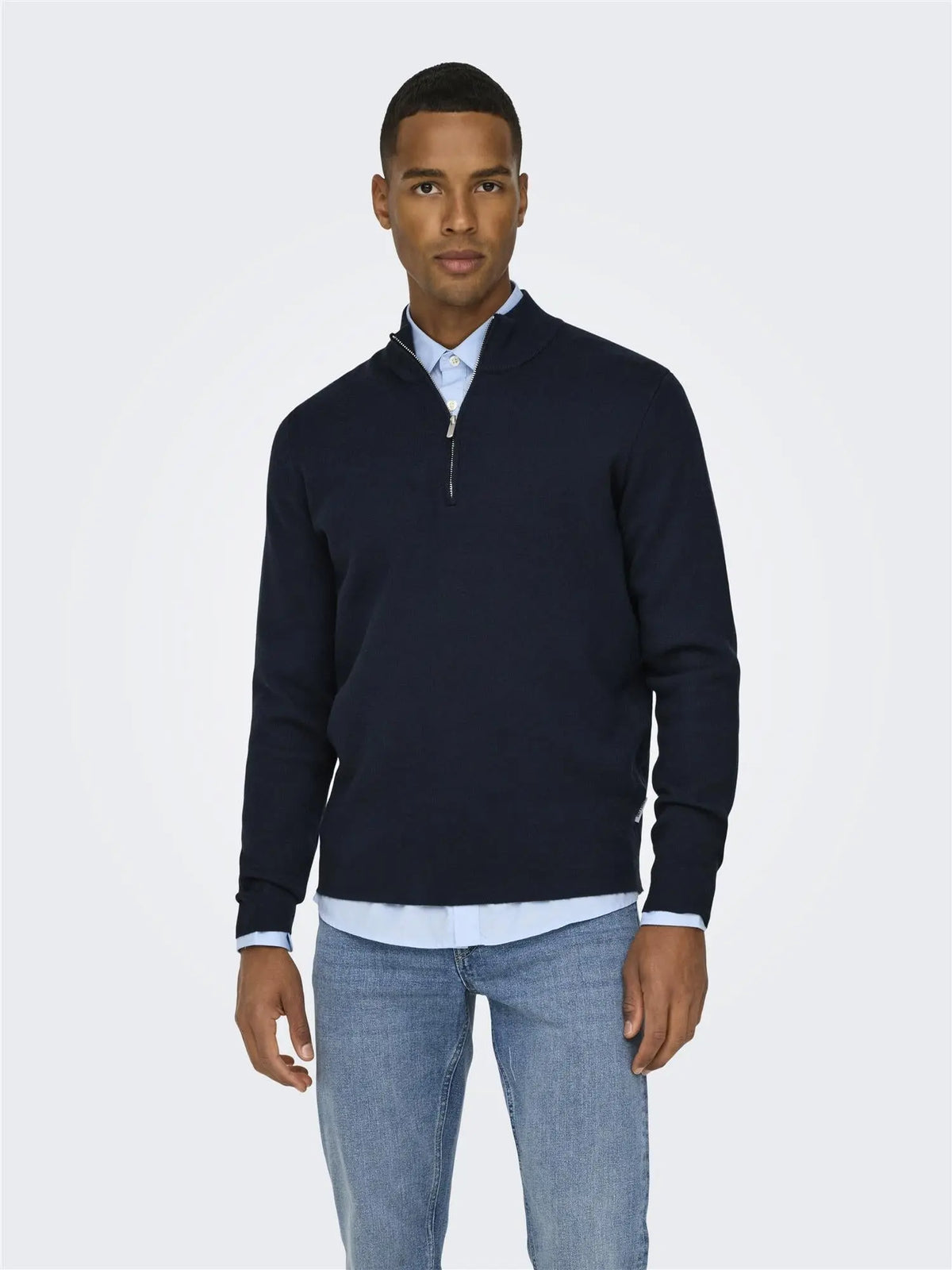 Cooper Half Zip Genser - Dark Navy Only & Sons