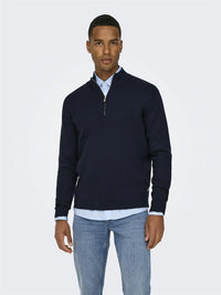 Cooper Half Zip Genser - Dark Navy Only & Sons