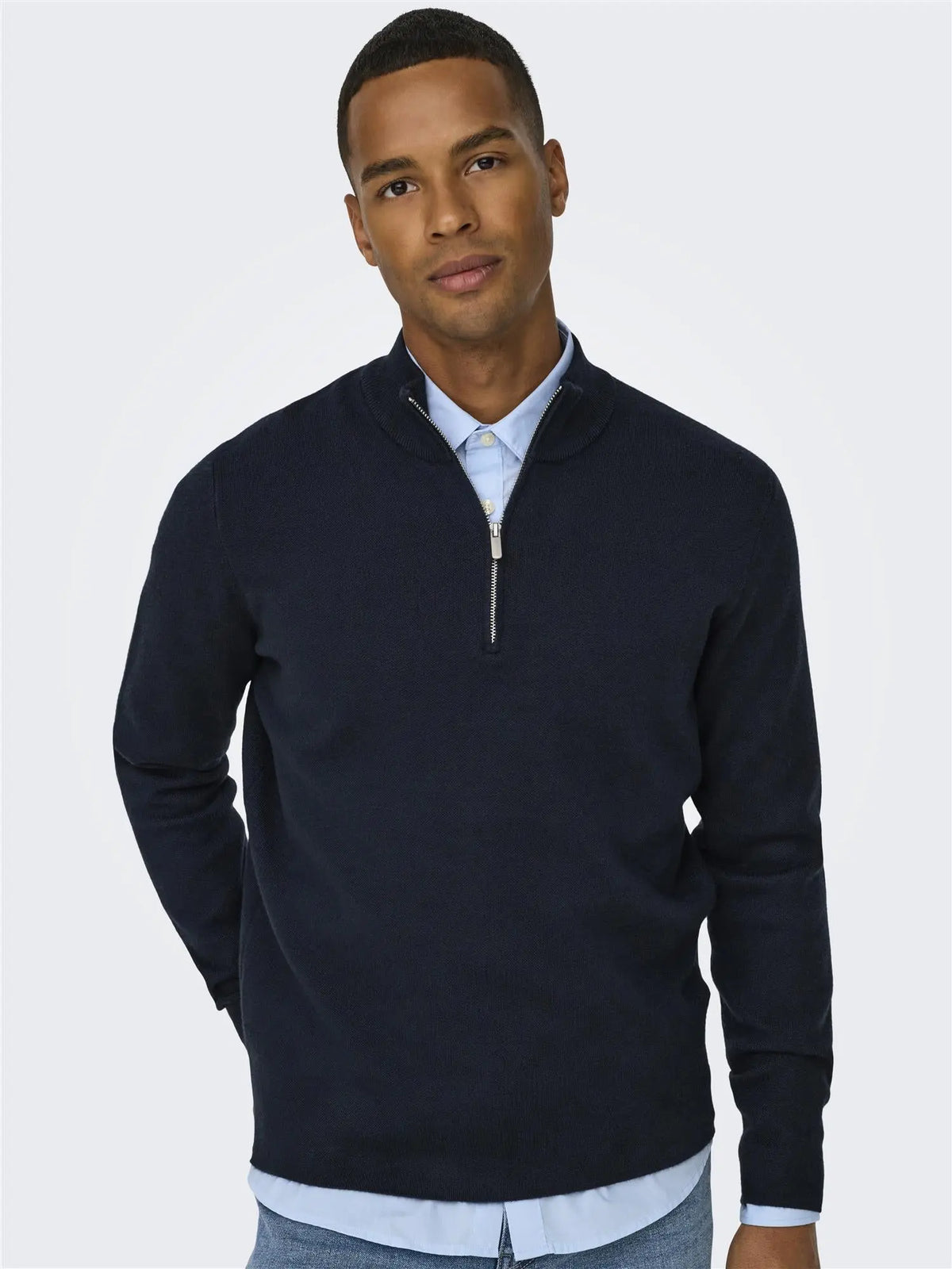 Cooper Half Zip Genser - Dark Navy Only & Sons