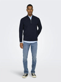 Cooper Half Zip Genser - Dark Navy Only & Sons